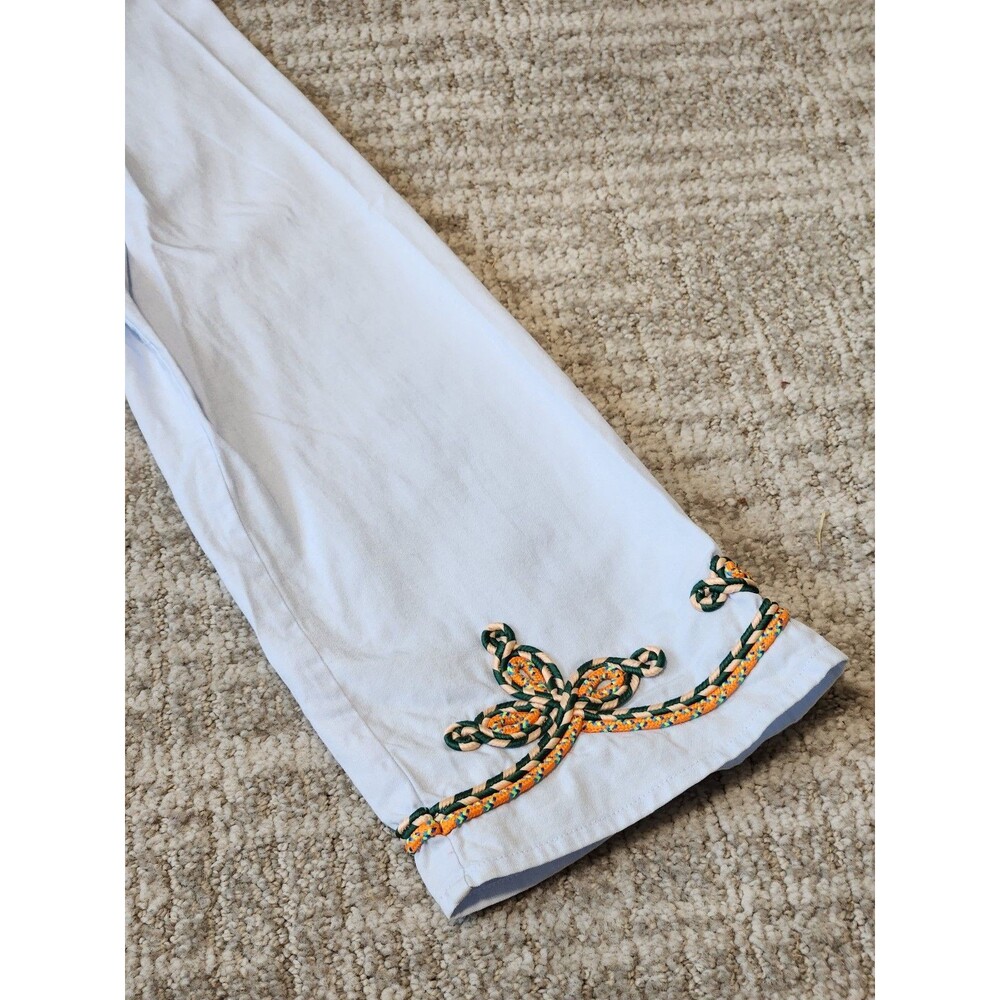 Tory Burch Light Blue Embroidered V-Neck Cotton Tunic Size 12 Boho Resort - Picture 7 of 12